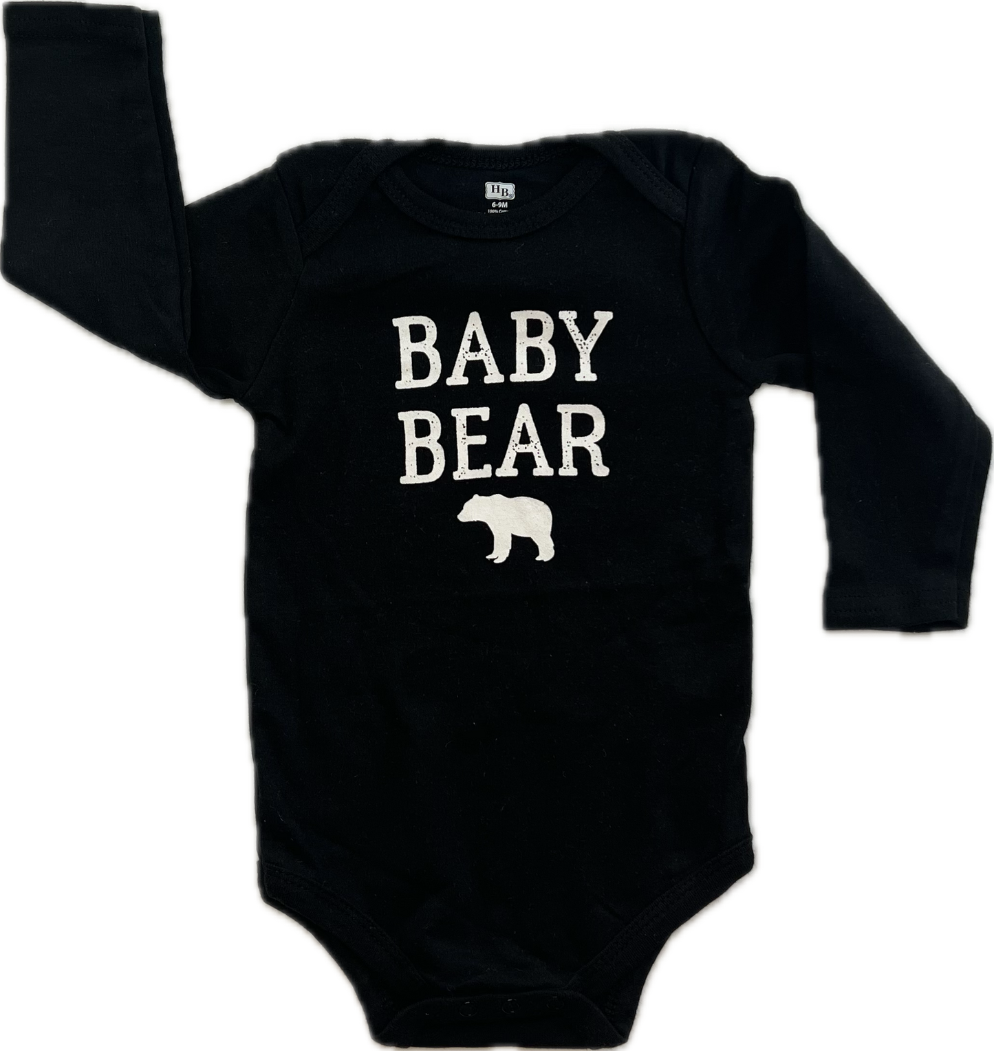 Body Manga Larga negro Baby Bear 6-9 meses.