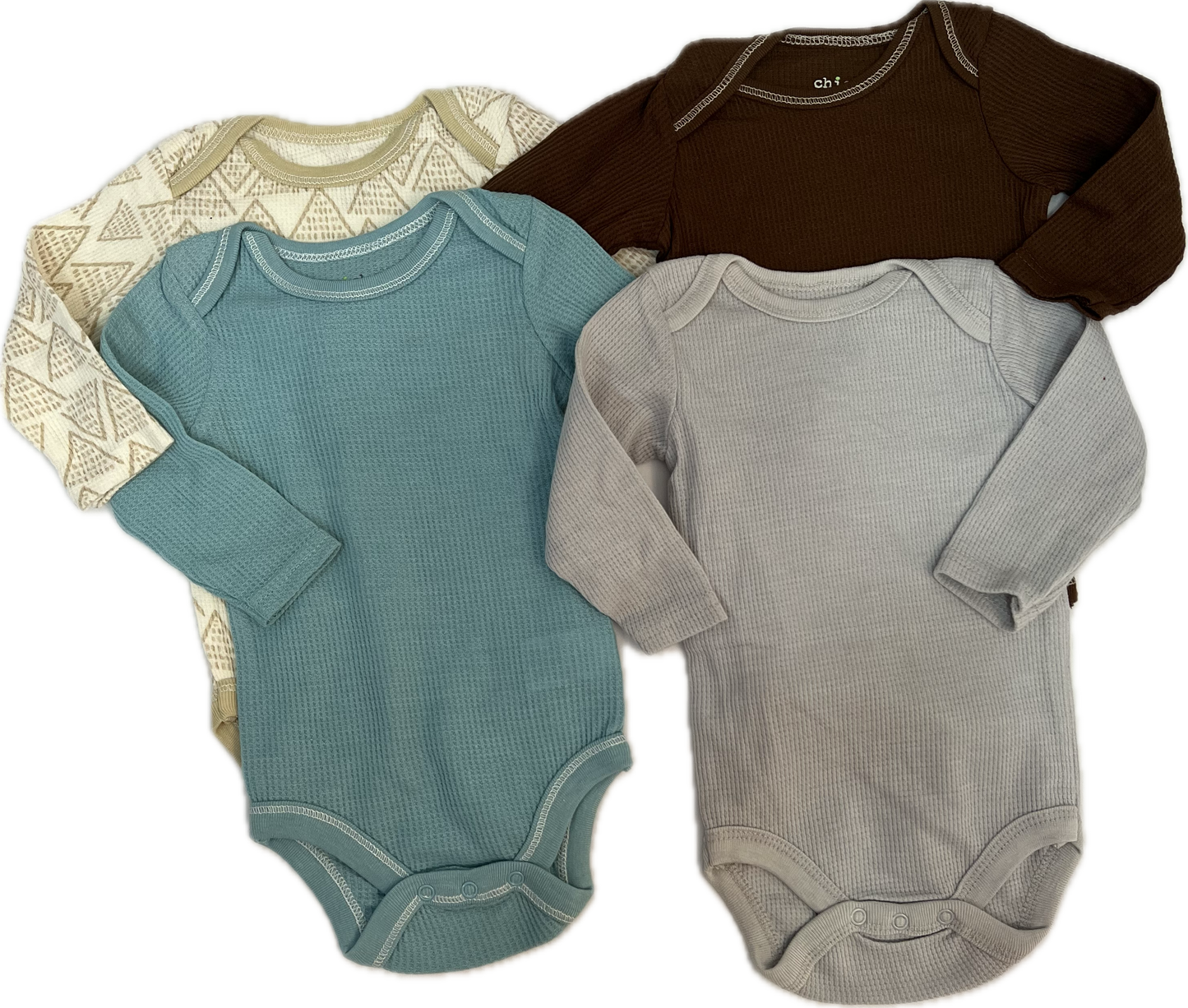 Set / Kit 4 bodys basico acanalados beige, gris, marron, azul 3-6 meses