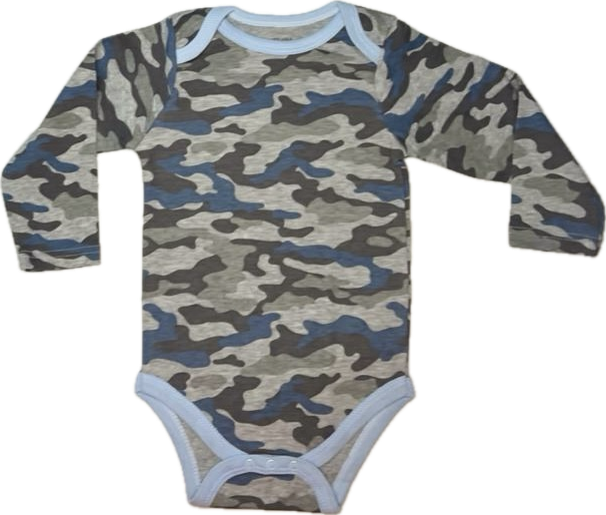 Body manga larga militar azul negro gris 18 meses
